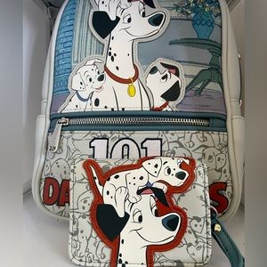NWT. RARE 101 Dalmatians Disney Loungefly Backpack and Wallet.